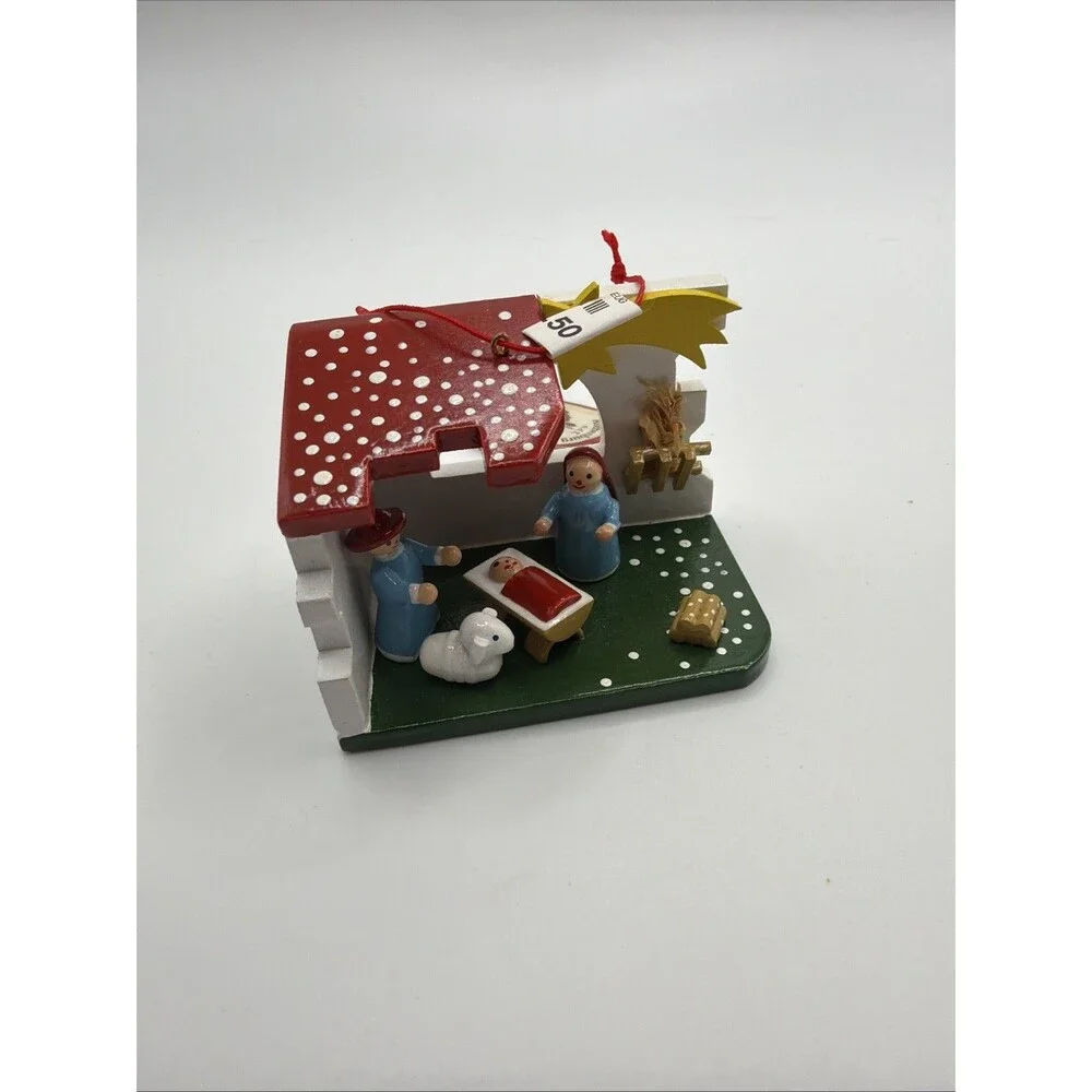 ROTHENBURG KATHE WOHLFAHRT HANDMADE WOODEN GERMAN Nativity CHRISTMAS ORNAMENT